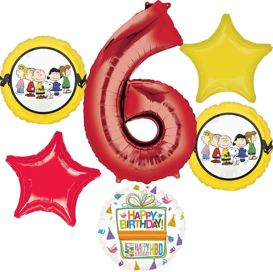 Peanuts® Birthday 6-Piece Foil Balloon Bouquet